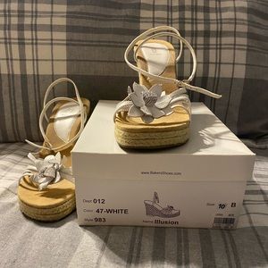 Bakers Illusion White Cork Wedge Size 10
